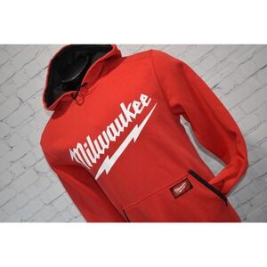 Milwaukee Hoodie Mens Large Red FreeFlex Pullover Graphic Logo Workwear